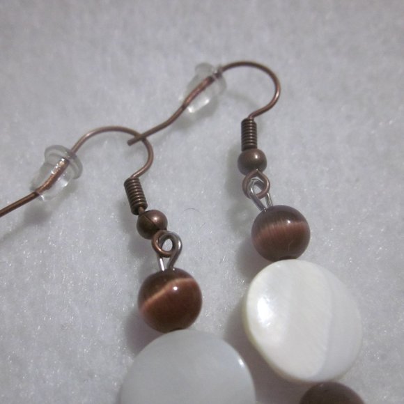 Handmade Brown and Cream Stretch Bracelet & Earring Set - Picture 7 of 7